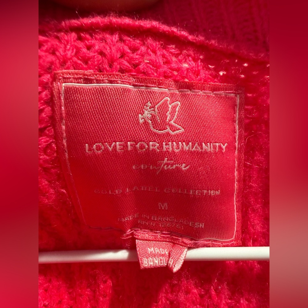 Love For Humanity Bright Pink Half Zip Knit Sweater Size M - Picture 6 of 9